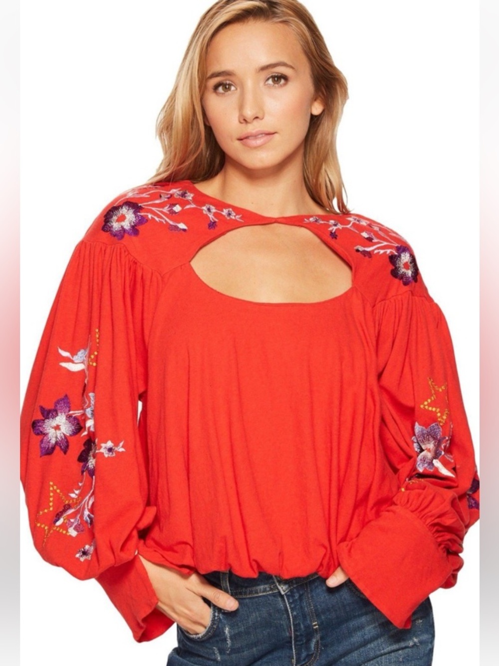 Free People Lita Embroidered Blouse